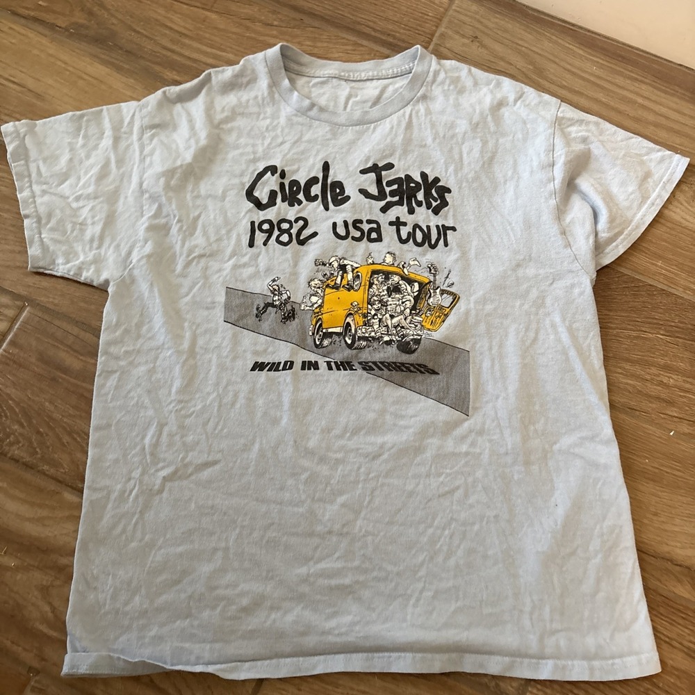 Circle Jerks 1982 USA Tour Wild in the Streets Punk Rock Tee Shirt Mens L Blue